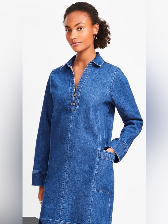 LOFT Dresses & Skirts - LOFT Denim Pocket Mini Dress – Dark Wash – NWT – Size XS